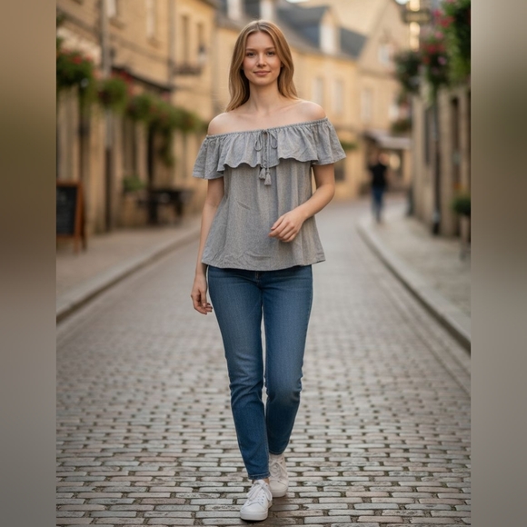 NEW- Free People Green Dark Flutter Sleeve Ruffled Blouse - Picture 3 of 9